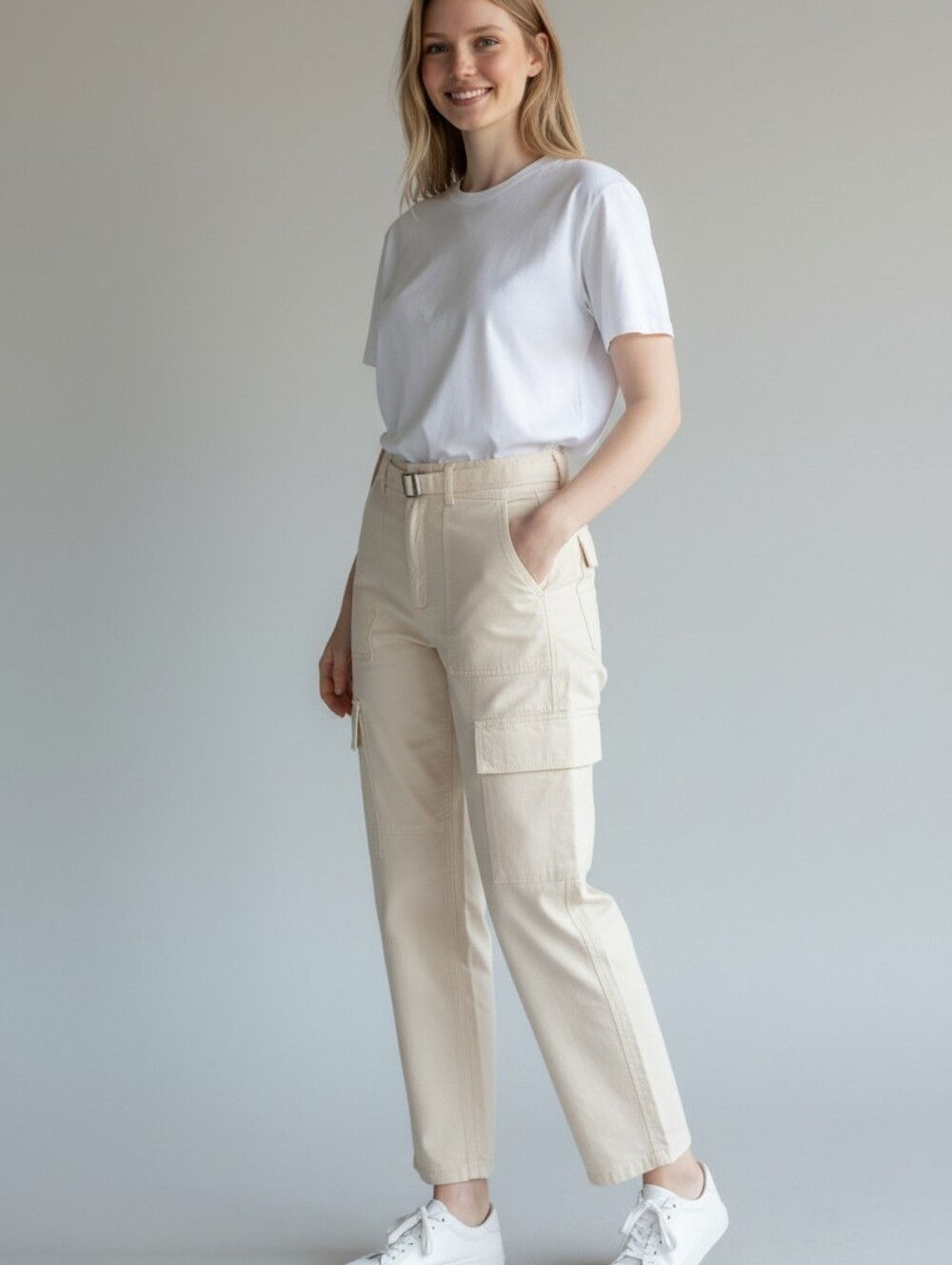 NWT Zara The Item Ecru Patchwork Cargo Pants XS